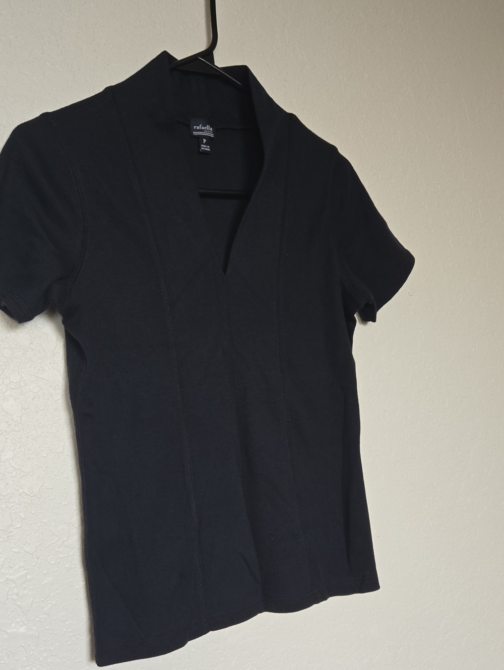 Rafaella Black V-Neck Short Sleeve Knit Top
